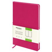 Блокнот А5 (148x218 мм), BRAUBERG «Metropolis X», под кожу, 80 л., резинка, клетка, малиновый, 111034