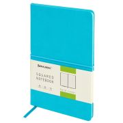 Блокнот А5 (148x218 мм), BRAUBERG «Metropolis X», под кожу, 80 л., резинка, клетка, бирюзовый, 111035