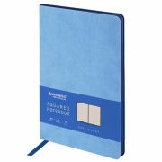Блокнот А5 (148x218 мм), BRAUBERG «Metropolis Mix», под кожу, 80 л., клетка, голубой, 111040
