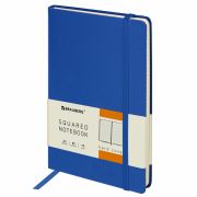 Блокнот А5 (148x218 мм), BRAUBERG «Metropolis», балакрон, 80 л., резинка, клетка, синий, 111582