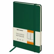 Блокнот А5 (148x218 мм), BRAUBERG «Metropolis», балакрон, 80 л., резинка, клетка, зеленый, 111583