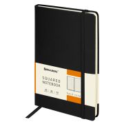 Блокнот А5 (148x218 мм), BRAUBERG «Metropolis», балакрон, 80 л., резинка, клетка, черный, 111585