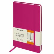 Блокнот А5 (148x218 мм), BRAUBERG «Metropolis», балакрон, 80 л., резинка, клетка, фуксия, 111587