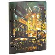 Тетрадь на кольцах А5 (180х220 мм), 80 листов, под кожу, клетка, BRAUBERG VISTA, «Avenue», 112137