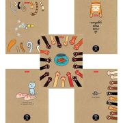 Тетрадь А5 48л. HATBER скоба, клетка, обложка крафт, «На мягких лапках» (микс в спайке), 066340, 48Т5В1