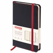 Блокнот МАЛЫЙ ФОРМАТ (100x150 мм) А6, BRAUBERG «Office», под кожу, 80 л., клетка, черный, 113325