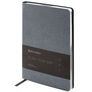Ежедневник недатированный А5 138х213 мм BRAUBERG «Metallic», под кожу, 136 л., гибкий, графитовый, 113375