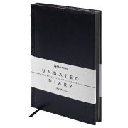 Ежедневник недатированный А5 138х213 мм BRAUBERG «FLAME», под кожу, 160 л., черный, черный срез, 113429