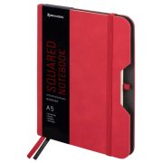 Блокнот А5 (162х218 мм), BRAUBERG «NOTE», под кожу софт-тач, с резинкой, 80 л., клетка, красный, 113439