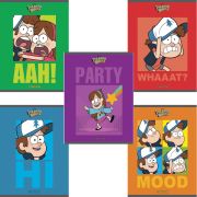 Тетрадь А5, 48 л., HATBER, скоба, клетка, обложка картон, «Гравити Фолз» (микс в спайке), 068737, 48Т5В1