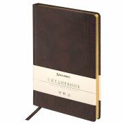 Ежедневник недатированный БОЛЬШОЙ ФОРМАТ (175х247 мм) В5, BRAUBERG «Alligator», под матовую крокод. кожу, 160л, крем.блок, т-корич, 124969