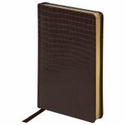 Ежедневник полудатированный А5 (138х213 мм) BRAUBERG «Alligator», под кожу, 192 л., коричневый, 124986