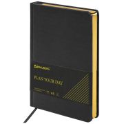 Ежедневник недатированный А5, 138х213 мм, BRAUBERG «Iguana» под кожу, 160 л., черный, 125089