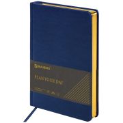Ежедневник недатированный А5, 138х213 мм, BRAUBERG «Iguana» под кожу, 160 л., темно-синий, 125091