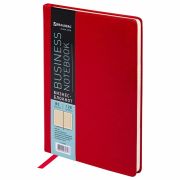 Блокнот БОЛЬШОЙ ФОРМАТ (200х252 мм) В5, BRAUBERG «Income», кожзам, 128 л., клетка, красный, 125205