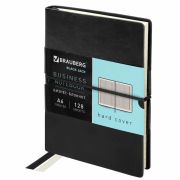 Блокнот МАЛЫЙ ФОРМАТ (100х150 мм) А6, BRAUBERG «Black Jack», 128 л., гладкий кожзам, резинка, клетка, черный, 125243