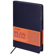 Ежедневник недатированный А5 (138х213 мм) BRAUBERG «Stylish», кожзам, гибкий, 160 л., темно-синий, 126223