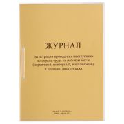 Журнал регистрации инструктажа на рабочем месте, 32 л., сшивка/пломба/обложка ПВХ, 130202