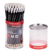 Карандаш чернографитный BRAUBERG «Style PRO», 1 шт., HB, с ластиком, корпус черный, 181723