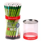 Карандаш чернографитный BRAUBERG «GREEN», 1 шт., HB, с ластиком, пластиковый, ассорти, 181746