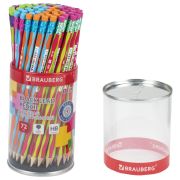 Карандаш чернографитный BRAUBERG «MIX», 1 шт., HB, с ластиком, корпус ассорти, 181760
