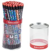 Карандаш чернографитный BRAUBERG «HEARTS», 1 шт., HB, с ластиком, корпус ассорти, 181762