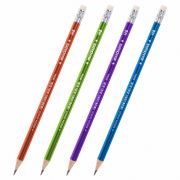 Карандаш чернографитный ЮНЛАНДИЯ «МЕТАЛЛИК», 1 шт., HB, с ластиком, корпус ассорти, 181764