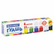 Гуашь BRAUBERG «PREMIUM», 6 цветов по 25 мл, 191699