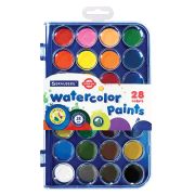 Краски акварельные BRAUBERG «PREMIUM» 28 цветов, круглые кюветы 28 мм, пенал, 191745
