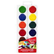 Краски акварельные BRAUBERG «МАГИЯ ЦВЕТА NEW», медовые, 12 цветов, круглые кюветы, 192286