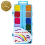 Краски акварельные ЮНЛАНДИЯ «ЮНЛАНДИК-ХУДОЖНИК», медовые, 24 цвета, КЛАССИЧЕСКИЕ, пластик, 192288