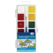 Краски акварельные ГАММА «Классическая», 12 цветов, медовая, c кистью, пластиковая коробка, европодвес, 1009201