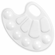 Палитра для рисования ПИФАГОР «ЭНИКИ-БЕНИКИ», белая, овальная, 10 ячеек (6 ячеек для красок и 4 для смешивания), 192352