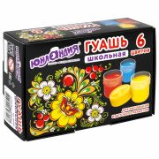 Гуашь ЮНЛАНДИЯ «ШКОЛЬНАЯ», 6 цветов по 17,5 мл, 192382