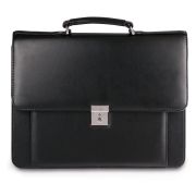 Портфель «Проект», 38х28,5х10 см, искусственная кожа, 2 отделения, замок с ключом, черный, 200