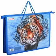 Папка на молнии с ручками ПИФАГОР А4, 1 отделение, пластик, ручки-шнурок, «Wild cat», 270864