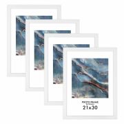 Рамка 21х30 см небьющаяся, КОМПЛЕКТ 4 шт., багет 16 мм, МДФ, BRAUBERG «Basic», белая, 391258