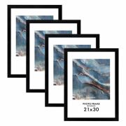Рамка 21х30 см небьющаяся, КОМПЛЕКТ 4 шт., багет 16 мм МДФ, BRAUBERG «Basic», черная, 391259