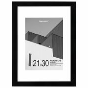 Рамка 21х30 см с паспарту 15х21 см небьющаяся, багет 20 мм, пластик, BRAUBERG «New Age», черная, 391275