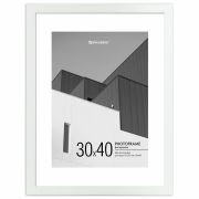 Рамка 30х40 см с паспарту 21х30 см небьющаяся, багет 20 мм, пластик, BRAUBERG «New Age», белая, 391278