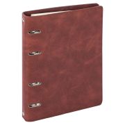 Тетрадь на кольцах А5 (180х220 мм), 120 листов, под кожу, клетка, BRAUBERG «Main», коричневый, 401710