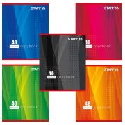 Тетрадь А5, 48 л., STAFF, скоба, клетка, офсет №2 ЭКОНОМ, обложка картон, «ОДИН ЦВЕТ» (линии), 402781