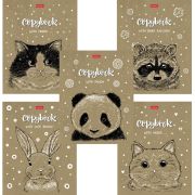 Тетрадь А5, 48 л., HATBER, скоба, клетка, обложка крафт-картон, «Милые зверьки» (микс в спайке), 066339, 48Т5В1