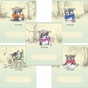 Тетрадь 18 л., ПЗБМ, клетка, конгрев, выборочный лак, «Совёнок Филя» (5 видов), 017064