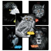 Тетрадь А5, 48 л., BRAUBERG, скоба, клетка, выборочный лак, «Wild eyes» (микс в спайке), 404343