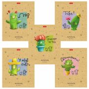 Тетрадь А5 48 л. HATBER скоба, клетка, матовая ламинация, «Мой друг Кактус» (микс в спайке), 074454, 48Т5лВ1