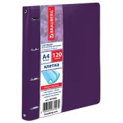 Тетрадь на кольцах БОЛЬШАЯ А4 (240х310 мм), 120 листов, под кожу, клетка, BRAUBERG «Joy», фиолетовый/светло-фиолетовый, 404506
