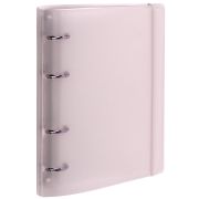 Тетрадь на кольцах А5 175х220 мм, 120 л., пластик с блестками, с резинкой и разделителями, BRAUBERG, Розовый, 404634