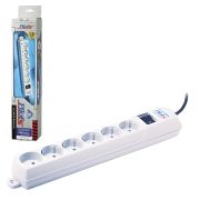 Сетевой фильтр PILOT «S», 5 компьютерных розеток + 1 бытовая розетка, 1,8 м, белый