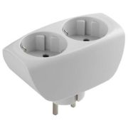 Сетевой тройник ЭРА, 2 розетки, с заземлением, со шторками, белый, SP-2e-W